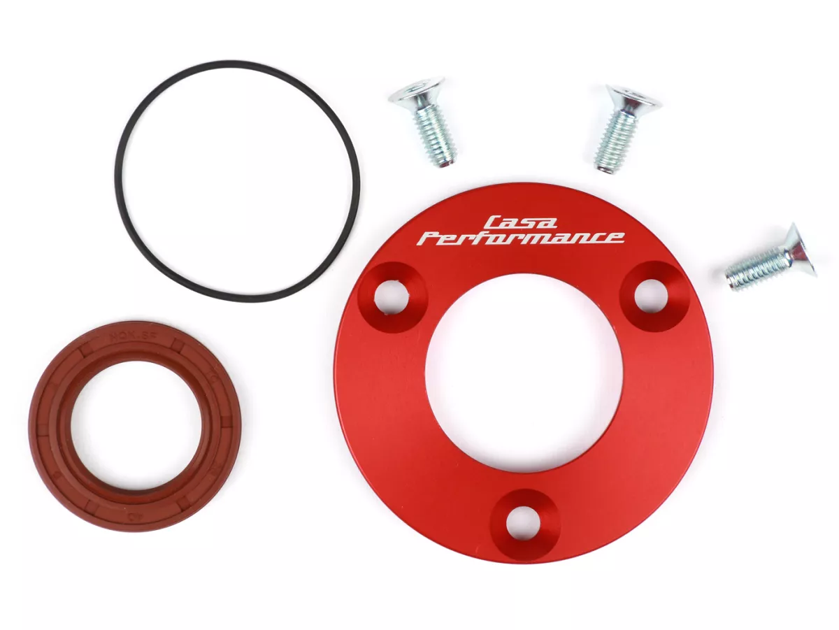 Tapa disco cojinete de bolas cigüeñal (lado motor) con junta tórica -CASA PERFORMANCE- Lambretta Lui75 S/SL, J125 (4 velocidades)
