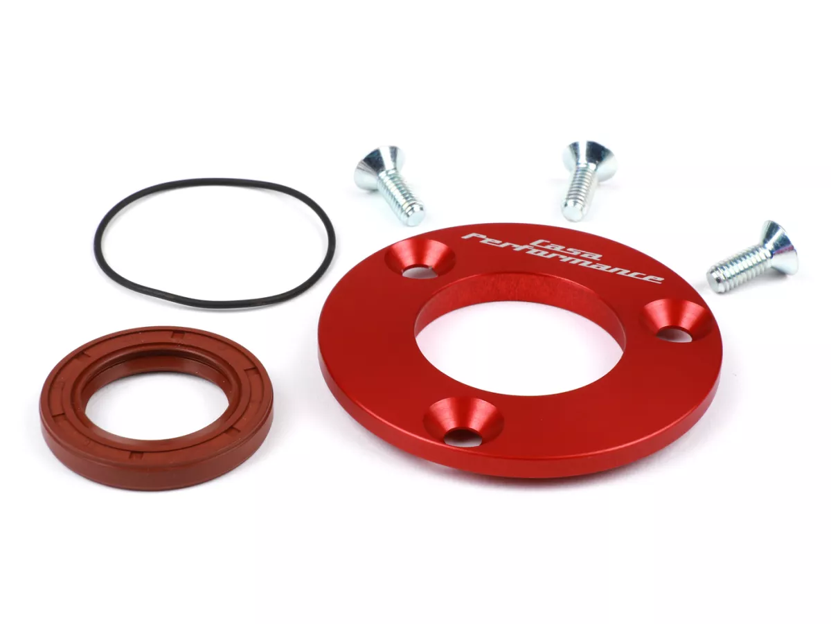 Tapa disco cojinete de bolas cigüeñal (lado motor) con junta tórica -CASA PERFORMANCE- Lambretta Lui75 S/SL, J125 (4 velocidades)