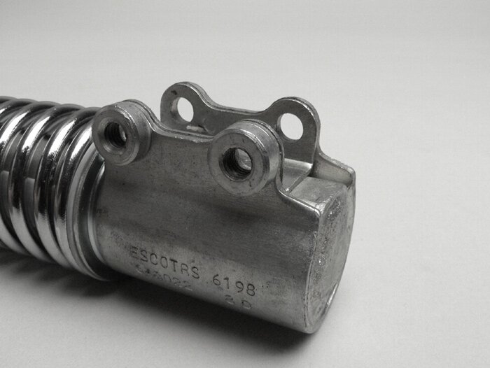 Shock absorber front -PIAGGIO, 210mm- Vespa LX50, LX 125, LX150, LXV50, LXV125, S50, S125, S150 - chrome