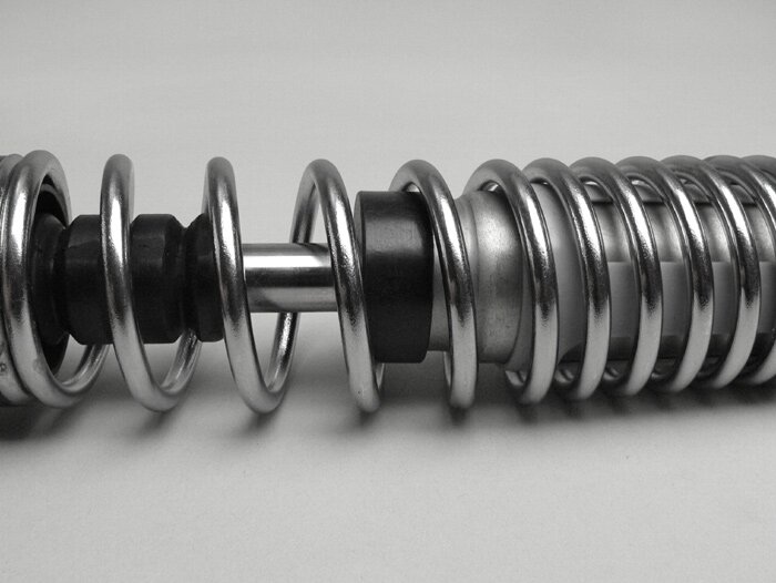 Shock absorber front -PIAGGIO, 210mm- Vespa LX50, LX 125, LX150, LXV50, LXV125, S50, S125, S150 - chrome