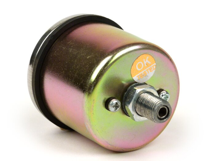 Velocímetro -IMPORT- Vespa V50 Ø=48mm - 50mph (logo rectangular, esfera blanca, dígitos rojos)