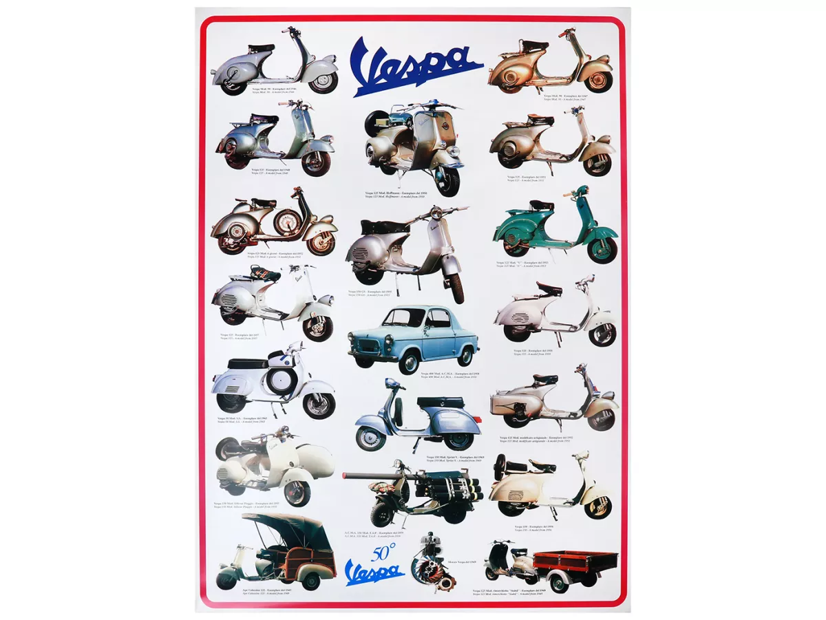 Poster -VESPA 50°- model overview - 900mm x 600mm
