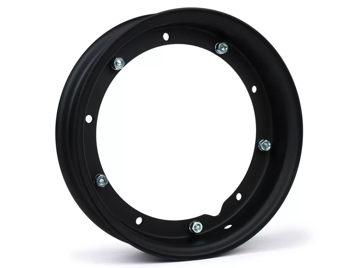 Wiel -FA ITALIA 2.10-10 inch, staal- Vespa (type PX) - Vespa Smallframe V50, 50N, Special, PV, ET3, PK50-125 (S/XL/XL2), Largeframe PX, T5, Sprint, Rally, GT/GTR, LML Star, Deluxe - Zwart
