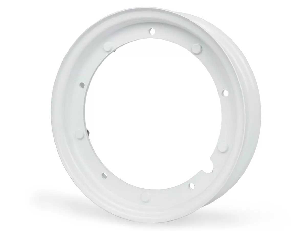 Wiel -FA ITALIA 2.10-10 inch, staal- Vespa (type PX) - Vespa Smallframe V50, 50N, Special, PV, ET3, PK50-125 (S/XL/XL2), Largeframe PX, T5, Sprint, Rally, GT/GTR, LML Star, Deluxe - Wit