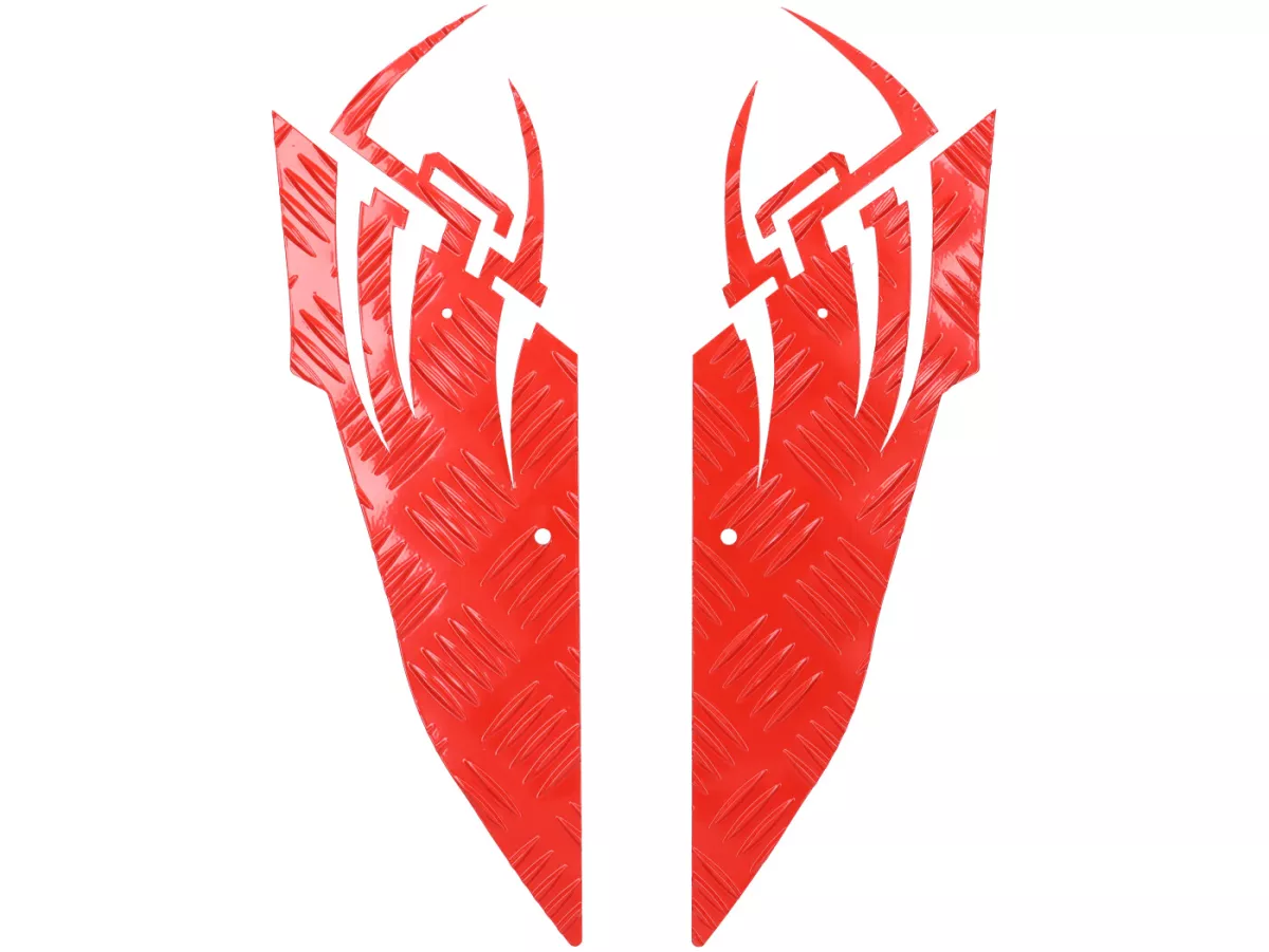 Plat aluminium kotak-kotak -DF OPTICPARTS Style 16- Yamaha Aerox (YQ50/L, 2-tak), MBK Nitro (YQ50/L, 2-tak) - bagian belakang - merah