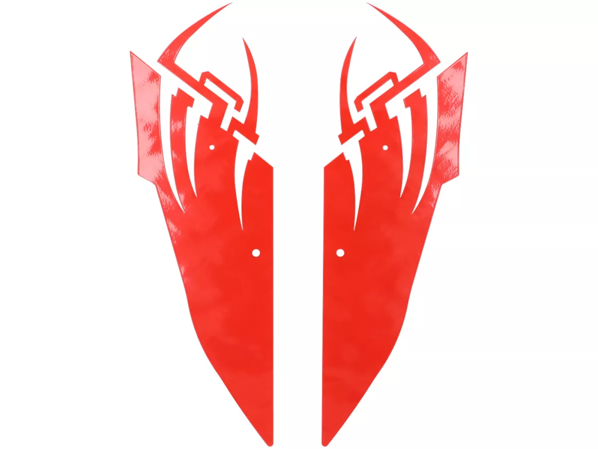 Plat aluminium kotak-kotak -DF OPTICPARTS Style 16- Yamaha Aerox (YQ50/L, 2-tak), MBK Nitro (YQ50/L, 2-tak) - bagian belakang - merah