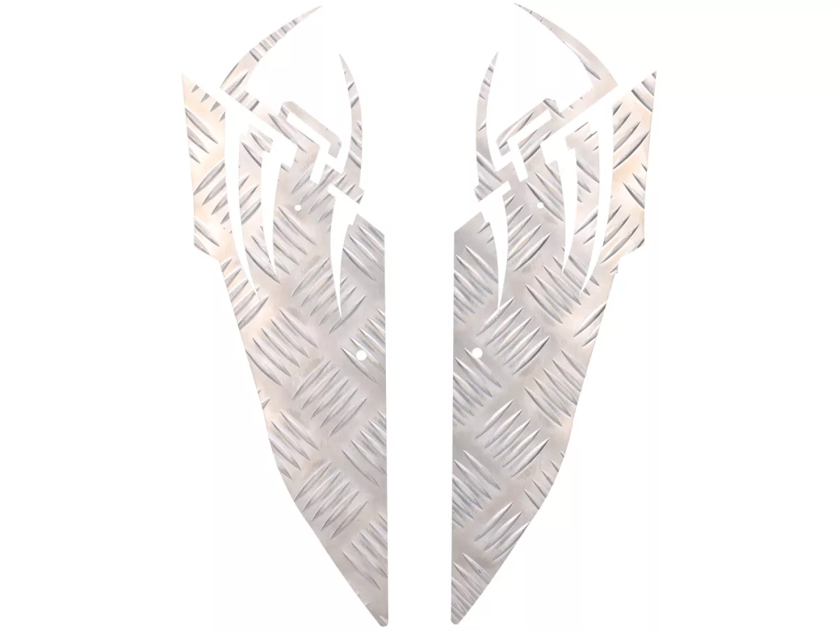 Placa de aluminio -DF OPTICPARTS Style 16- Yamaha Aerox (YQ50/L, 2 tiempos), MBK Nitro (YQ50/L, 2 tiempos) - parte trasera - aluminio