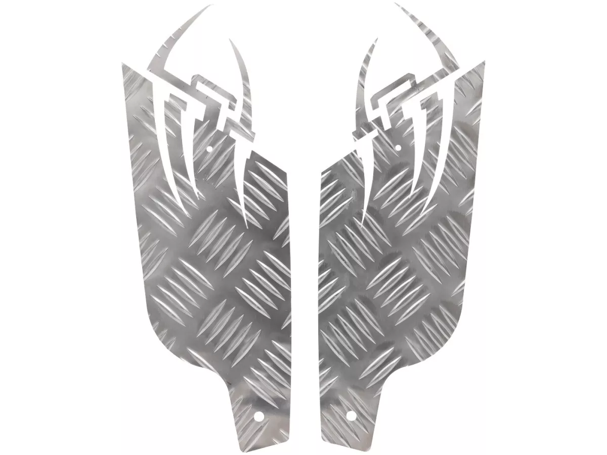 Rutmönstrad aluminium -DF OPTICPARTS Style 16- Peugeot JetForce - bakre del - aluminium