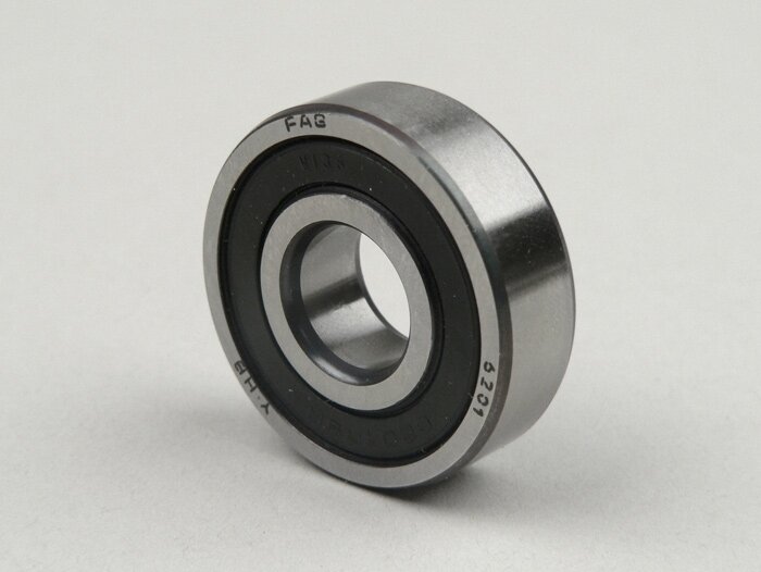 Rodamiento de bolas -6201 RSR (encapsulado por un lado)- (12x32x10mm) - (utilizado para rueda delantera / tambor de freno Lambretta all, Vespa PX (hasta 1982))