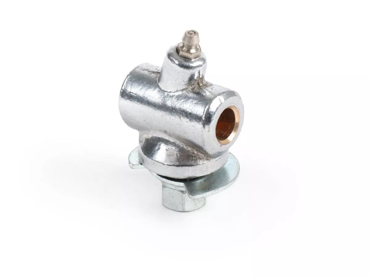 Spring bracket set (incl. spring plate and grease nipples) for front shock absorber, base fork/fork link -OEM QUALITY- Largeframe Sprint (VLB1T), Rally (VSD/VSE), GT/GTR125 (VNL2T), Super (VNC/VBC), TS125 (VNL3T), VNA, VNB, VBA, VBB, Vespa Wideframe V1-15
