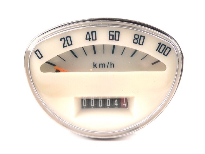 Compteur -QUALITÉ OEM- Vespa SS90 - 100km/h (cadran blanc, chiffres bleus)