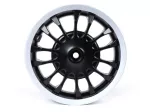 Achtervelg -PIAGGIO 3.00-12 inch, Ø remtrommel = 140mm - 14 spaken- Vespa Sprint 50 (ZAPC53101), Sprint 125, Sprint 150 - zwarte mat/zilveren velg