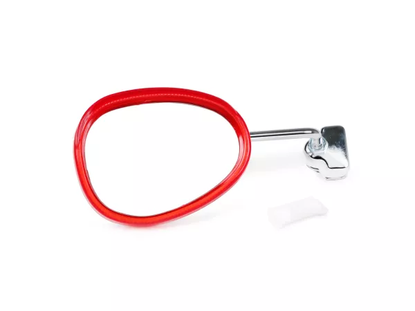 Spiegel -BUMM Retro Beinschild Klemmspiegel- universal, Weiss Rot - links