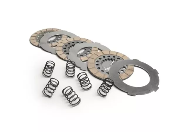 Clutch friction plate set -SURFLEX- Vespa VN1T (06001-), VN2T, VNA1T, VNA2T (081469-), VB1T, VL1T, VL2T, VL3T, Touren T1 (VD1T), Touren T2 (VD1T), Touren T3 (VD2T), GL150 ACMA (VGL1T), GL150 Touring DK (VGLA), VGLB, Hoffmann Königin (M24)