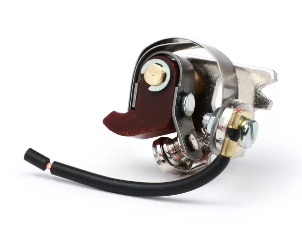 Ontstekingscontacten -EFFE, kort, rond type, Ø=3.8mm geleidebout- Vespa P125X (VNX1T), P150X (VBX1T, VLX1T), V50 Speciaal (12V, V5B3T)