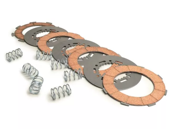 Clutch friction plate set -VESPA type 7 springs- 4 friction plates (incl. springs and steel plates)