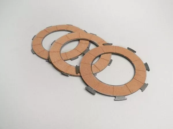 Clutch friction plate set -SURFLEX type 7 springs (Vespa Rally200, PX200, T5 125cc)- 3 friction plates premium quality