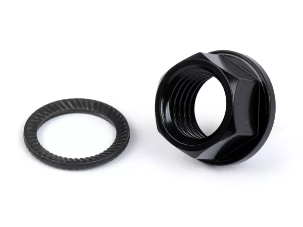 Clutch nut M12 x 1.50 collar Ø=18.6mm h=9mm WS=15 -BGM PRO- (can be used as castle nut for Vespa PX, Rally180 (VSD1T), Rally200 (VSE1T), Sprint, T5 125cc, Cosa1)