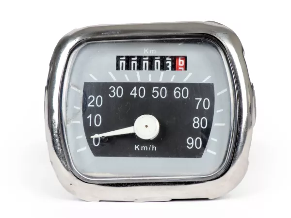 Snelheidsmeter -IMPORT- Vespa VL1-VL3, ACMA, Faro Basso, Struzzo - (90km/h) Grijs