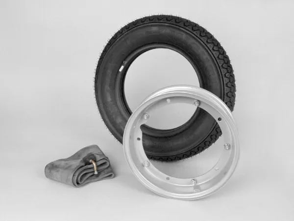 Banden complete set -VESPA MICHELIN S83- 3.50 - 10 inch TL 59J (versterkt) - Velg 2.10-10 Grijs
