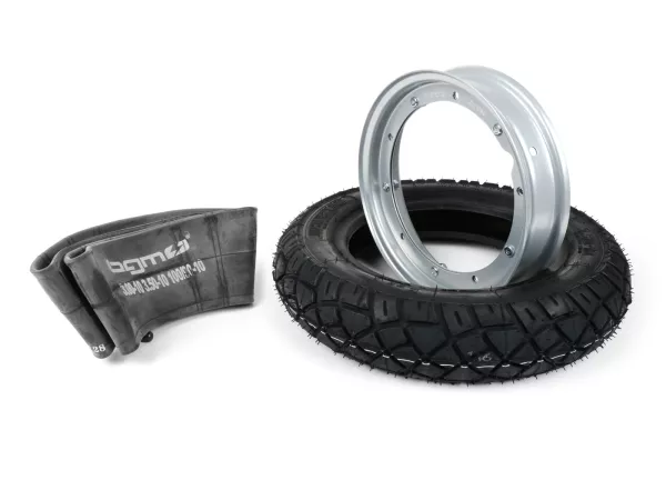 Reifen komplett Set -VESPA HEIDENAU K58- 3.50 - 10 Zoll TL 59M (reinforced) - Felge 2.10-10 Grau