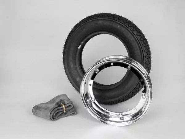 Wheel -VESPA MICHELIN S83- 3.50 - 10 inch TL 59J (reinforced) - wheel rim 2.10-10 chrome
