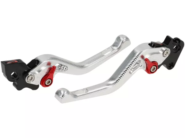 Maneta de freno + maneta de embrague (juego) - AJUSTABLE, PM TUNING Sport- Vespa PX (a partir de 1998) - Plata