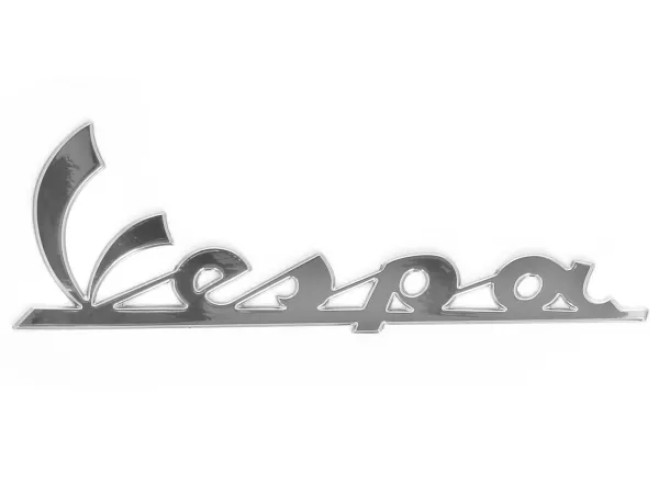 Bokstäver på sidokåpan -PIAGGIO- Vespa - Vespa PX, GT125, GT200, Vespa GTL125, GTL200, Vespa GTS125, GTS250, GTS300, Vespa GTV 125-300, Vespa LX50, LX125, LX150, Vespa LXV50, LXV125-150, Vespa S50, S125, S150 - Silver, självhäftande (150x50mm)
