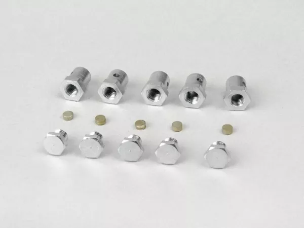 Klemnippelset (schroefnippelset) -PIAGGIO Vespa Ø=6.8x8mm- alle modellen (gebruikt voor koppeling/schakelkabel) - 5 stuks