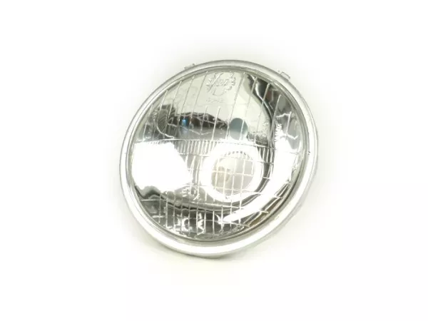 Strålkastare -SIEM Ø=105/115mm (glas/utsida)- Vespa Smallframe V50 (litet runt styre)- 50N (V5A1T 122877-), 50L (V5A1T), 50R (V5A1T) - P26s 15W glödlampa, glas
