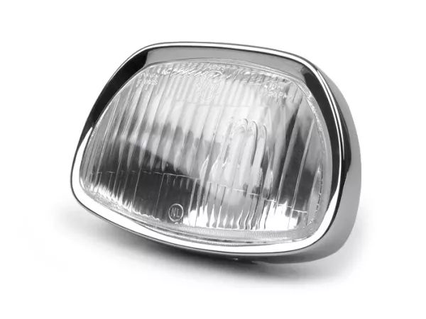 Koplamp -SIEM Trapez- Vespa Sprint150 (VLB1T), GL150 (VLA1T), GT125 (VNL2T), GTR125 (VNL2T), SS180 (VSC1T) - glas, incl. sierring, zonder koplampstekker