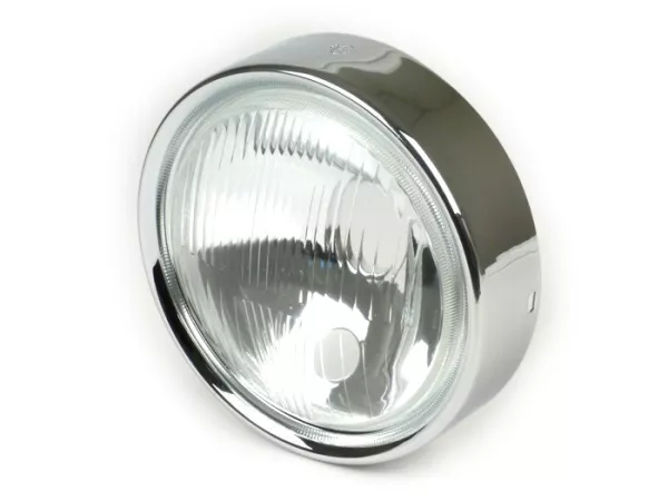 Headlight -SIEM Ø=130/150mm- Vespa Rally180 (VSD1T), Rally200 (VSE1T), Sprint Veloce (VLB1T) - glass, incl. headlight rim