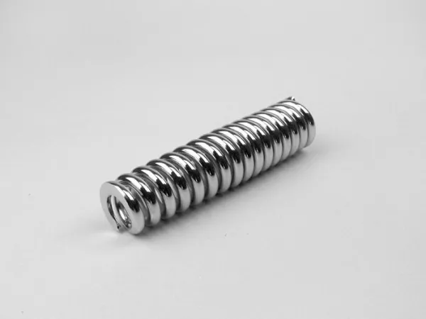 Voorschokdemperveer -OEM KWALITEIT, l=165mm- Vespa Rally180 (VSD1T), Rally200 (VSE1T), Sprint150 (VLB1T), TS125 (VNL3T), GT125 (VNL2T), GTR125 (VNL2T), Super - Chroom