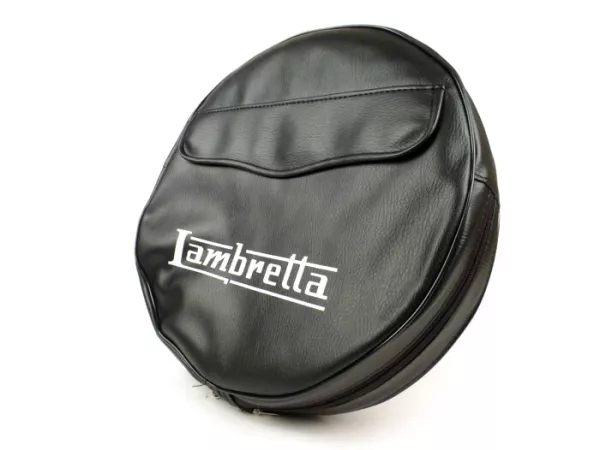 Spare wheel cover -IMPORT- Lambretta 3.50 - 10- black, with pouch, black piping