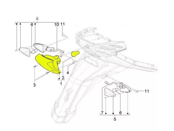 Lampu belakang -PIAGGIO- TPH 50-125 baru (LBMC501, LBMM701), Aprilia SR Motard 50-125
