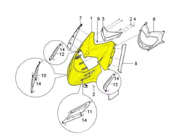 Front shield -PIAGGIO- New Typhoon (2010-) (LBMC501, LBMM701, ZAPM501)