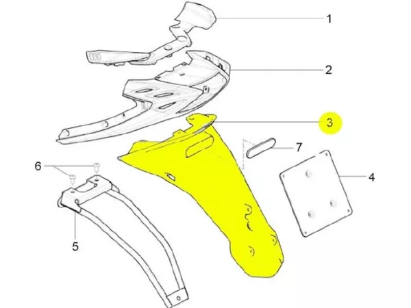 Number plate holder/mud flap -PIAGGIO- New Typhoon (2010-) (LBMC501, LBMM701, ZAPM501)