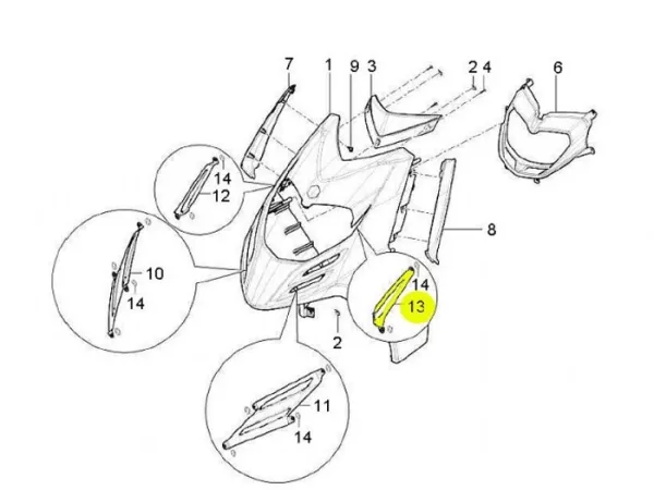 Cover for headlight lhs -PIAGGIO- New Typhoon (2010-) (LBMC501, LBMM701, ZAPM501)