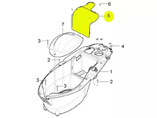 Pintu baterai -PIAGGIO- TPH baru (dari tahun 2010) (LBMC501, LBMM701, ZAPM501), Aprilia Sport City One (ZD4SB, ZD4SG)