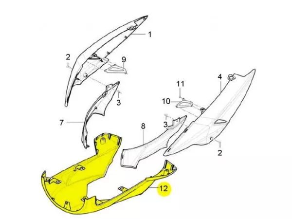 Di bawah fairing -PIAGGIO- TPH Baru (dari tahun 2010) (LBMC501, LBMM701, ZAPM501), Aprilia Sport City One (ZD4SB, ZD4SG)