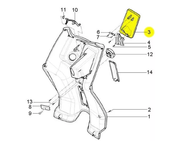 Glove box flap -PIAGGIO- New Typhoon (2010-) (LBMC501, LBMM701, ZAPM501), Aprilia Sport City One (ZD4SB, ZD4SG)