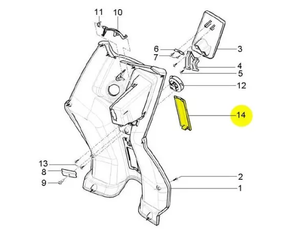 Inner leg shield flap -PIAGGIO- New Typhoon (2010-) (LBMC501, LBMM701, ZAPM501), Aprilia Sport City One (ZD4SB, ZD4SG)