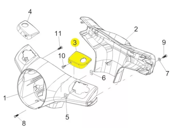 Tapa de la bomba de freno, izquierda -PIAGGIO, sin pintar- Vespa GT L 125 (ZAPM31101), Vespa GTS 125 (ZAPM31300), Vespa GTS 250 (ZAPM45100, ZAPM45101), Vespa GTS 300 (ZAPM45200, ZAPM45202), Vespa GTS Super 125 (ZAPM45300, ZAPM45301), Vespa GTS Super 300 (