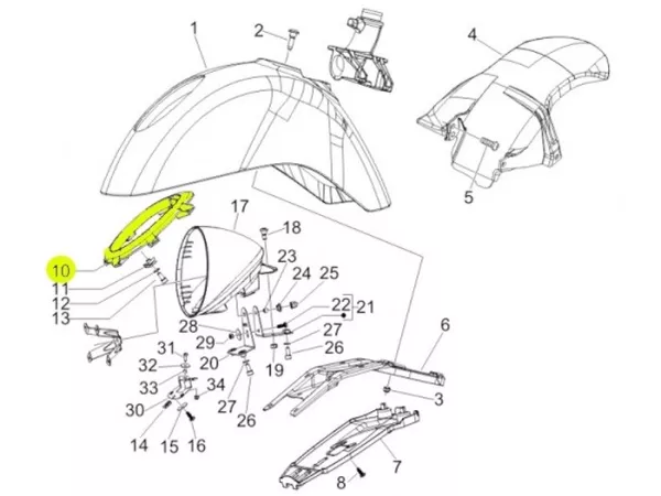 Montageframe koplamp -PIAGGIO- Vespa GT 250 (ZAPM45102), Vespa GTV 125 (ZAPM31301), Vespa GTV 250 (ZAPM45102), Vespa GTV 300 (ZAPM45201, ZAPMA3302), Vespa GTV HPE 300 (ZAPMA3602, ZAPMA362, ZAPMD3102)