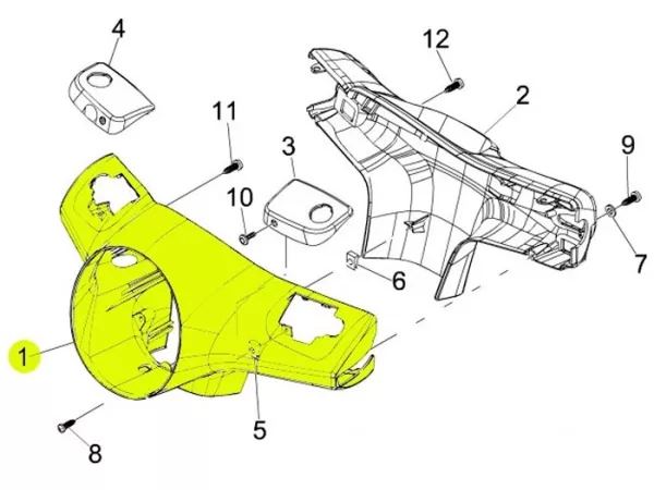 Stuurkuip -PIAGGIO- Vespa GT L 125 (ZAPM31100), Vespa GTS 125 (ZAPM31300), Vespa GTS 250 (ZAPM45100, ZAPM45101), Vespa GTS 300 (ZAPM45200, ZAPM45202), Vespa GTS Super 300 (ZAPM45200, ZAPM45202), Vespa GTS Super Sport 300 (ZAPM45200)