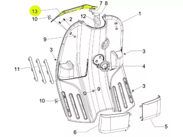 Support supérieur tablier intérieur -PIAGGIO- Vespa S (ZAPC38, ZAPM44, ZAPM68)