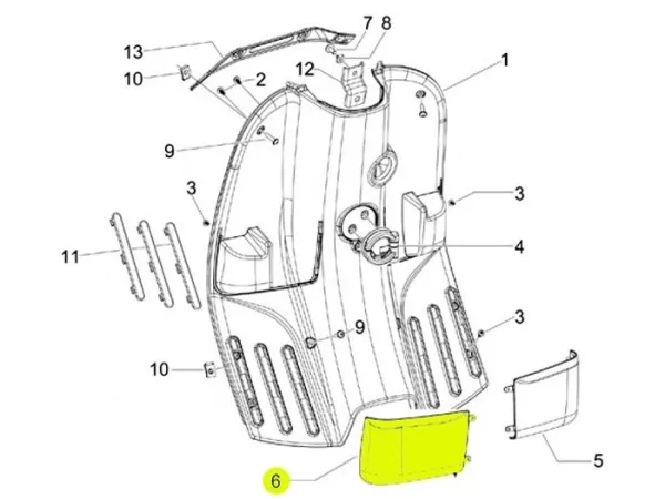 Rack vide poche -PIAGGIO- Vespa S (ZAPC38, ZAPM44, ZAPM68) - gauche