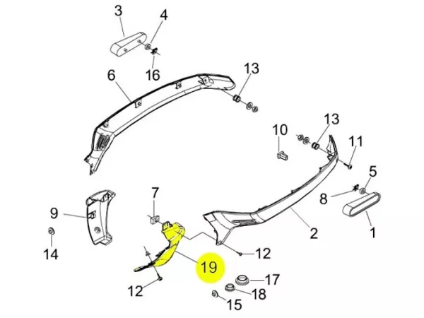 Embout marchepied -PIAGGIO- Vespa LX (ZAPC38, ZAPM44, ZAPM68), Vespa LXV (ZAPC38, ZAPM44, ZAPM68), Vespa S (ZAPC38, ZAPM44, ZAPM68) - gauche
