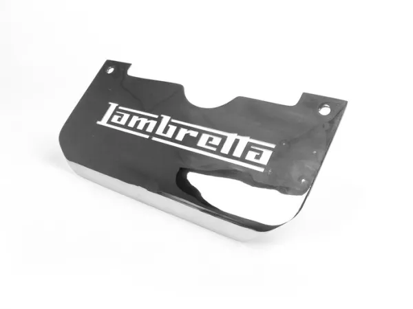 Spatplaat hoofdstandaard -LAMBRETTA met opschrift- LI (serie 3), LIS, SX, TV (serie 3), DL, GP - roestvrij staal