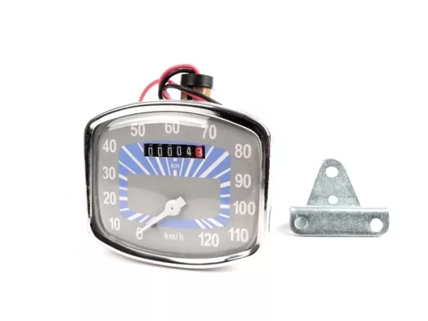 Speedo -OEM KWALITEIT- Vespa VB1, GS150 / GS3 VS1T tot VS4T, T 2-4 (VDO speedo, Duitse modellen) - Blauw